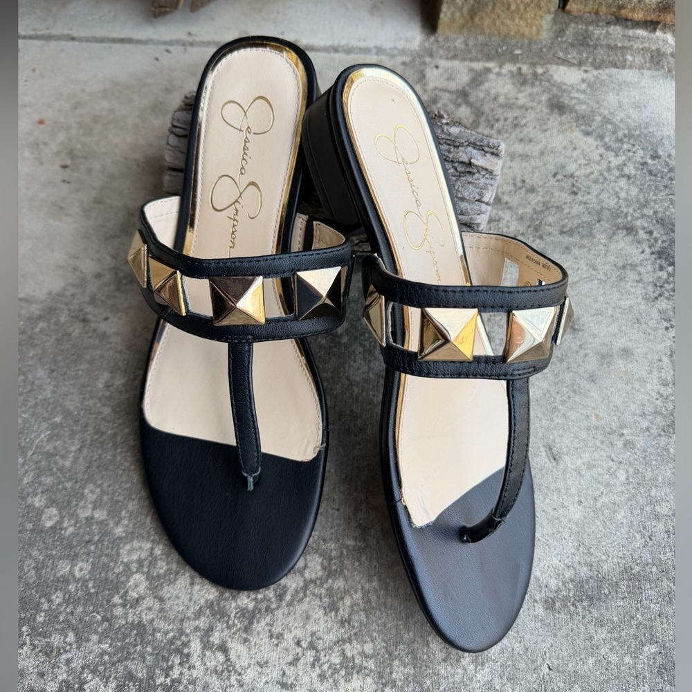 Jessica Simpson Movena‎ Black Studded Sandals Sz-8M.   W